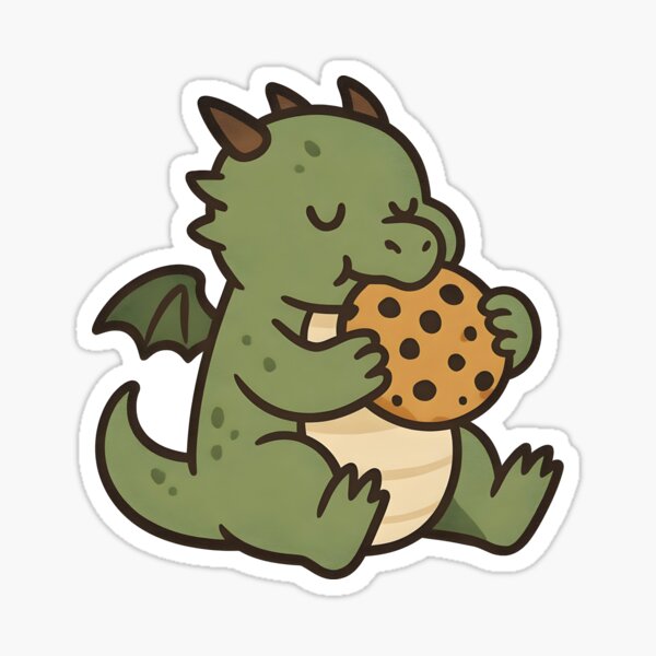 Item preview, Cookie Crumbs & Fire Breath – Cute Dragon Snack Sticker designed and sold by BigBrainDeal.
