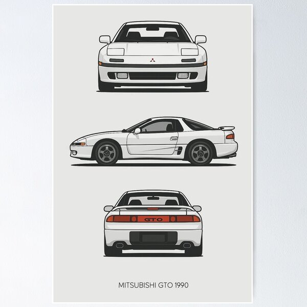 Item preview, 1990 Mitsubishi GTO (3000GT) – Clean JDM Sports Car Blueprint Art designed and sold by TheArtOfCar.