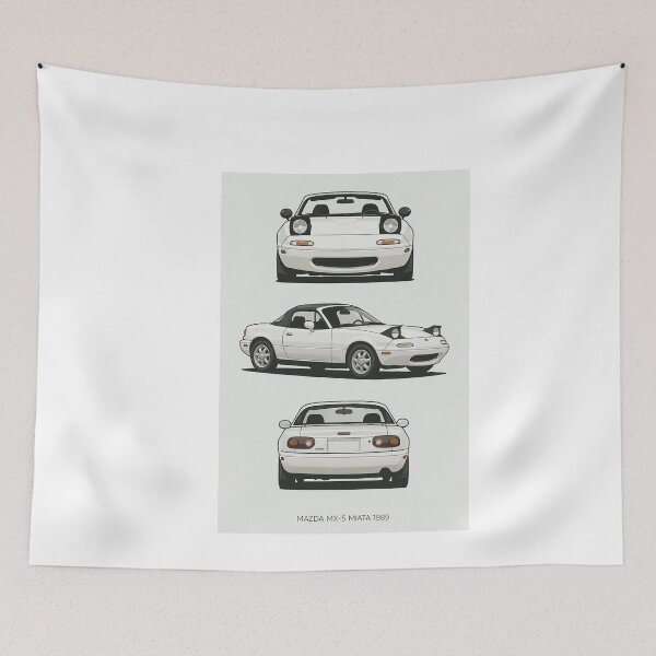 Item preview, 1989 Mazda MX-5 Miata NA – Classic JDM Roadster Blueprint Style Illustration designed and sold by TheArtOfCar.