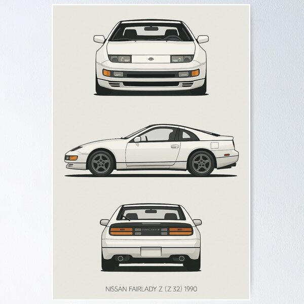 Item preview, 1990 Nissan Fairlady Z Z32 – Classic JDM Sports Car Blueprint Illustration designed and sold by TheArtOfCar.