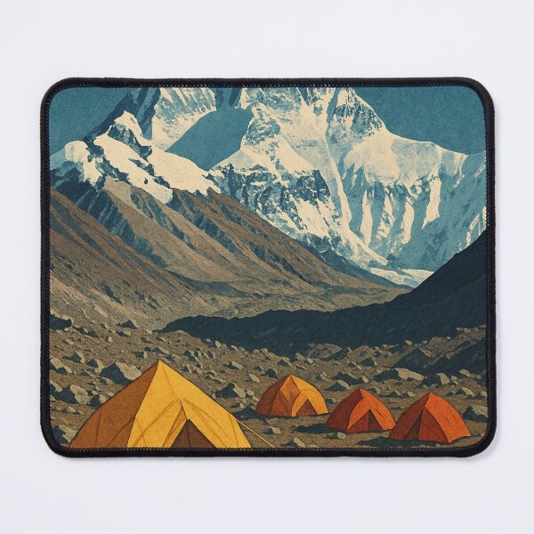 Item preview, Tents at Everest Base Camp Below Snowy Himalayan Summit designed and sold by Aryabek.
