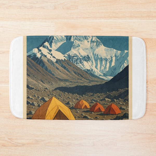 Item preview, Tents at Everest Base Camp Below Snowy Himalayan Summit designed and sold by Aryabek.