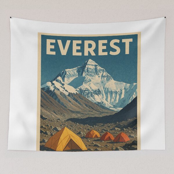 Item preview, Tents at Everest Base Camp Below Snowy Himalayan Summit designed and sold by Aryabek.