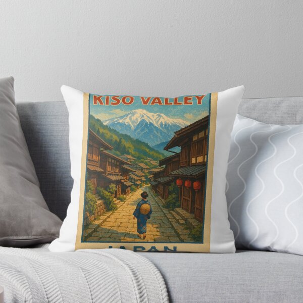 Item preview, Kiso Valley Japan with Snow-Capped Mountains and Old Street designed and sold by Aryabek.