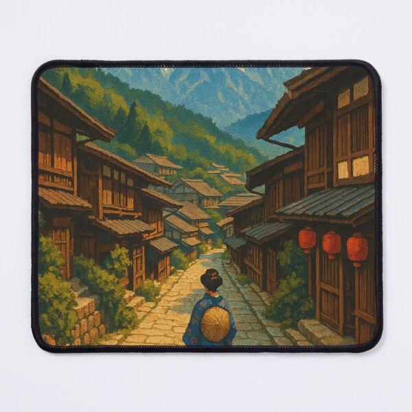 Item preview, Kiso Valley Japan with Snow-Capped Mountains and Old Street designed and sold by Aryabek.