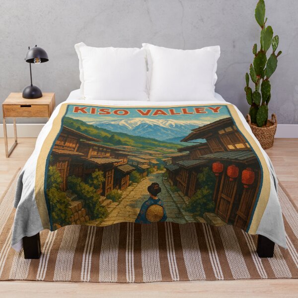 Item preview, Kiso Valley Japan with Snow-Capped Mountains and Old Street designed and sold by Aryabek.