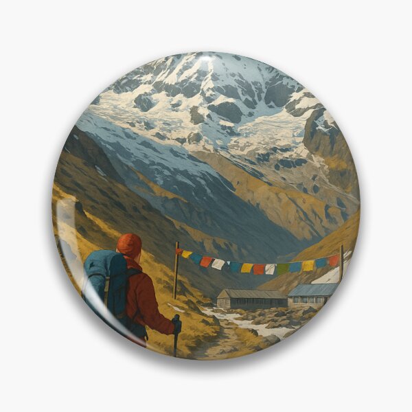 Item preview, Annapurna Base Camp with Trekker and Prayer Flags designed and sold by Aryabek.