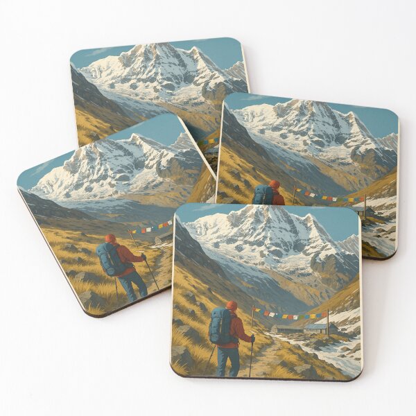 Item preview, Annapurna Base Camp with Trekker and Prayer Flags designed and sold by Aryabek.