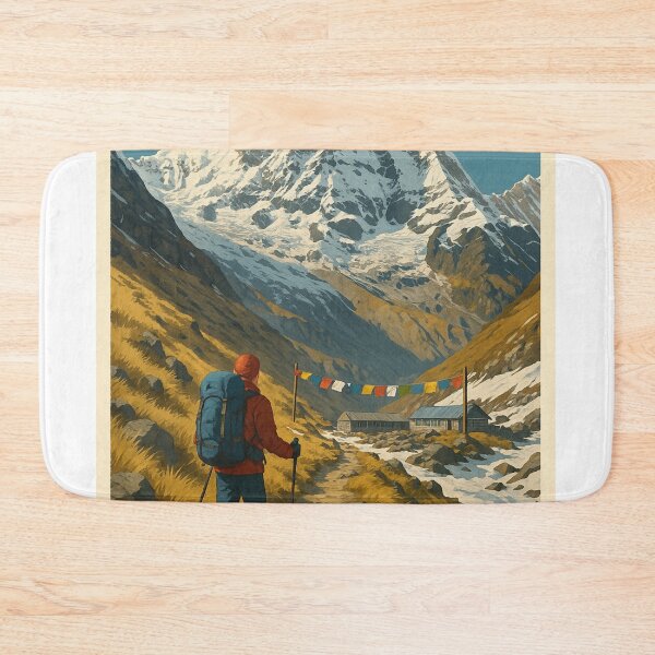 Item preview, Annapurna Base Camp with Trekker and Prayer Flags designed and sold by Aryabek.