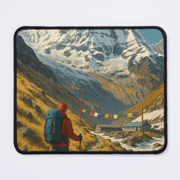 Item preview, Annapurna Base Camp with Trekker and Prayer Flags designed and sold by Aryabek.