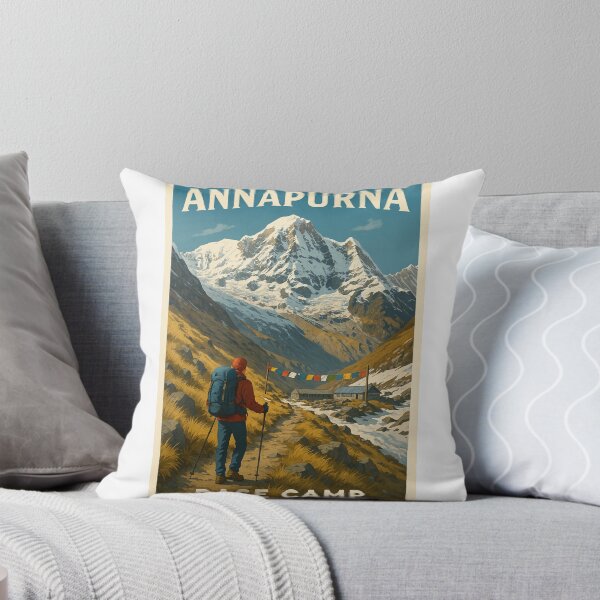 Item preview, Annapurna Base Camp with Trekker and Prayer Flags designed and sold by Aryabek.