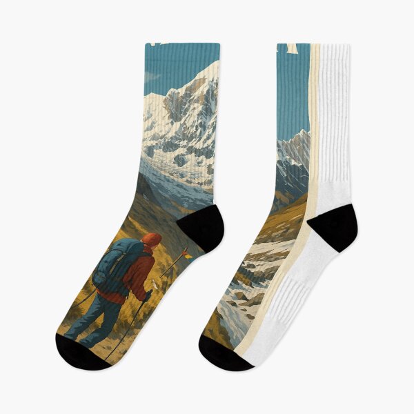 Item preview, Annapurna Base Camp with Trekker and Prayer Flags designed and sold by Aryabek.