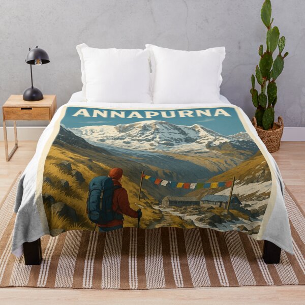 Item preview, Annapurna Base Camp with Trekker and Prayer Flags designed and sold by Aryabek.