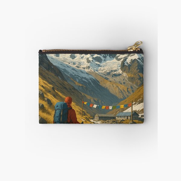 Item preview, Annapurna Base Camp with Trekker and Prayer Flags designed and sold by Aryabek.