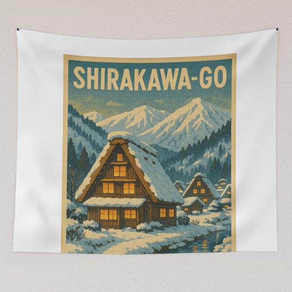 Item preview, Shirakawa-go Winter Village with Gassho-Zukuri Houses designed and sold by Aryabek.