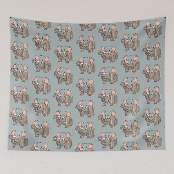 Item preview, Elephant Tanker - Holding a Tower Shield and a Mace in each Hands designed and sold by Pastel Purrade.
