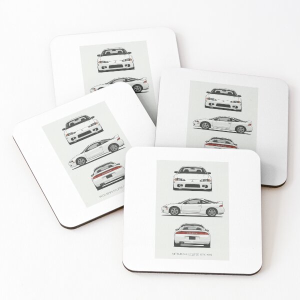 Item preview, 1995 Mitsubishi Eclipse GSX – Clean White JDM Classic Car Illustration designed and sold by TheArtOfCar.
