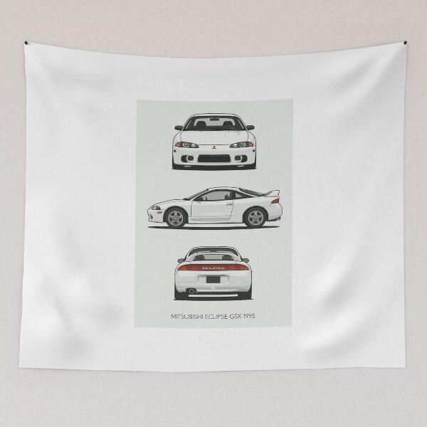 Item preview, 1995 Mitsubishi Eclipse GSX – Clean White JDM Classic Car Illustration designed and sold by TheArtOfCar.