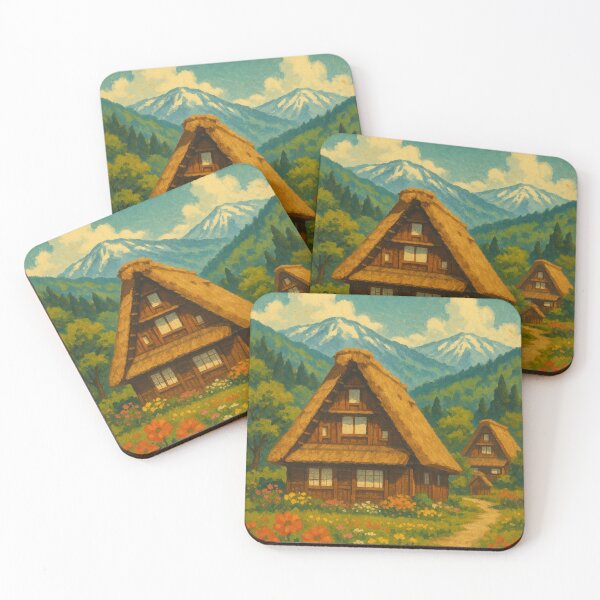 Item preview, Spring Flowers and Gassho Roofs in Shirakawa-go Japan designed and sold by Aryabek.