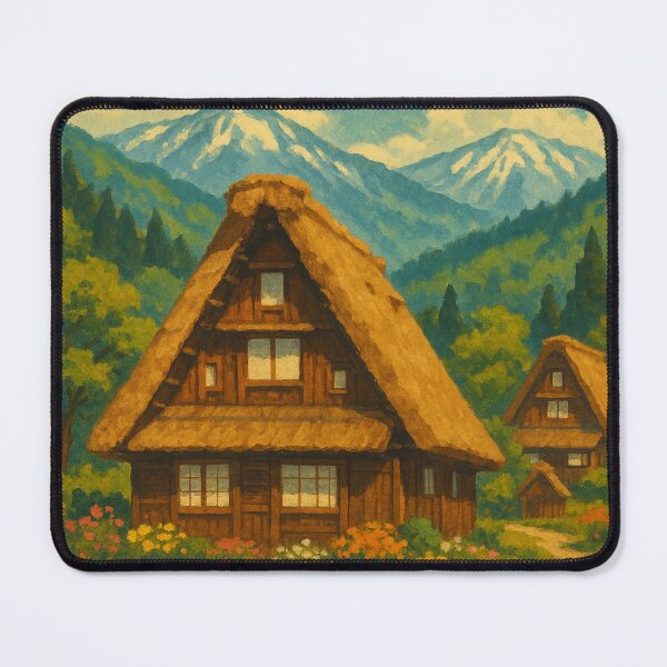 Item preview, Spring Flowers and Gassho Roofs in Shirakawa-go Japan designed and sold by Aryabek.
