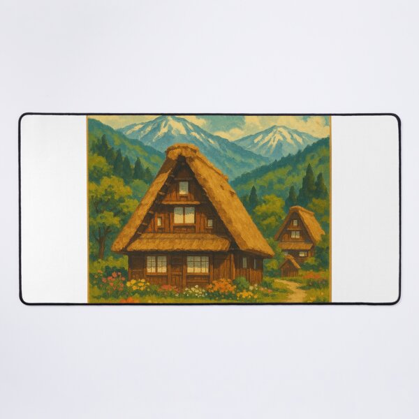 Item preview, Spring Flowers and Gassho Roofs in Shirakawa-go Japan designed and sold by Aryabek.