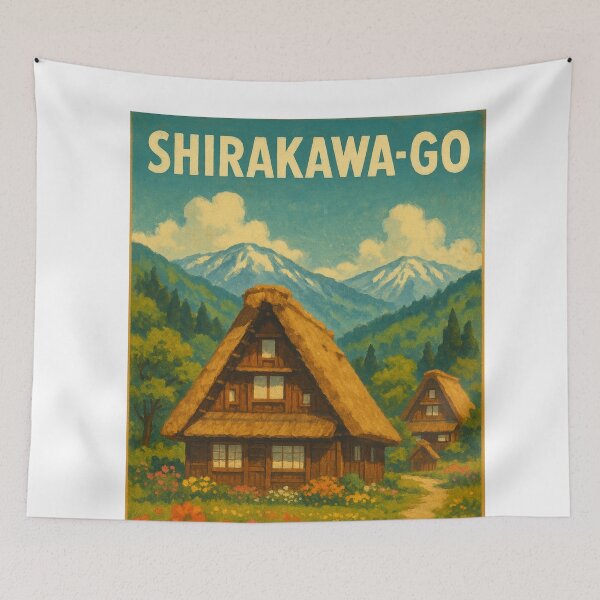 Item preview, Spring Flowers and Gassho Roofs in Shirakawa-go Japan designed and sold by Aryabek.