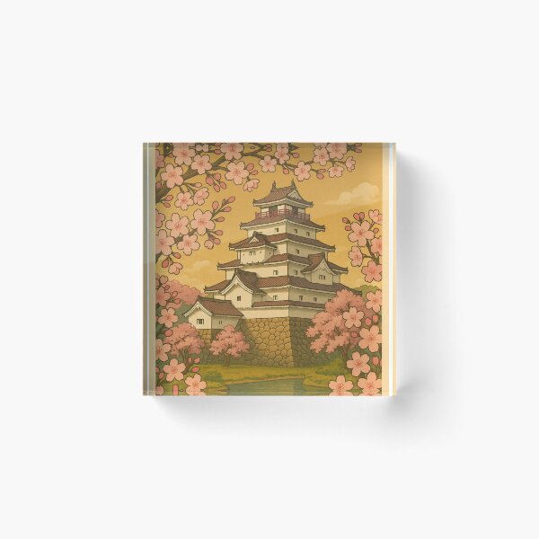 Item preview, Aizu-Wakamatsu Castle Japan Framed by Cherry Blossoms designed and sold by Aryabek.