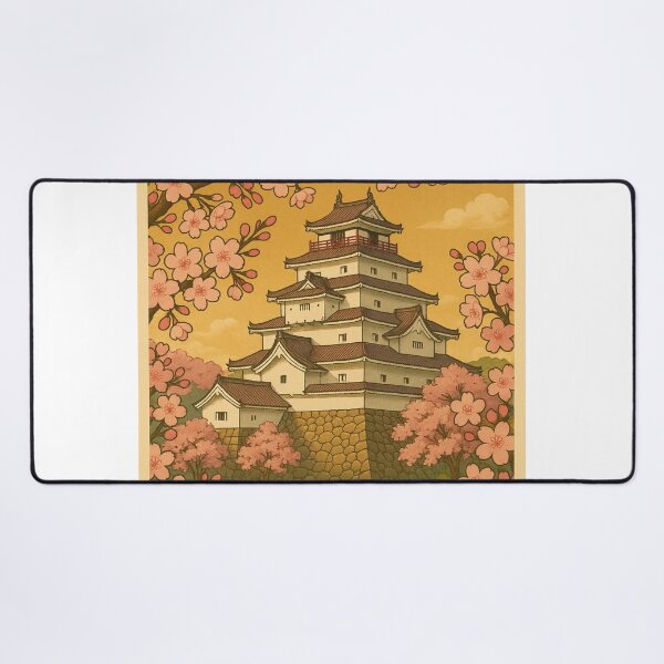 Item preview, Aizu-Wakamatsu Castle Japan Framed by Cherry Blossoms designed and sold by Aryabek.