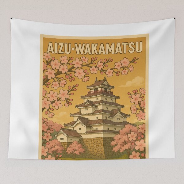 Item preview, Aizu-Wakamatsu Castle Japan Framed by Cherry Blossoms designed and sold by Aryabek.