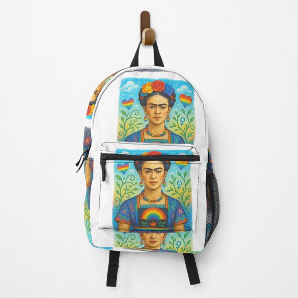 Item preview, Frida Kahlo Rainbow Flower Portrait designed and sold by TeeARTHY.