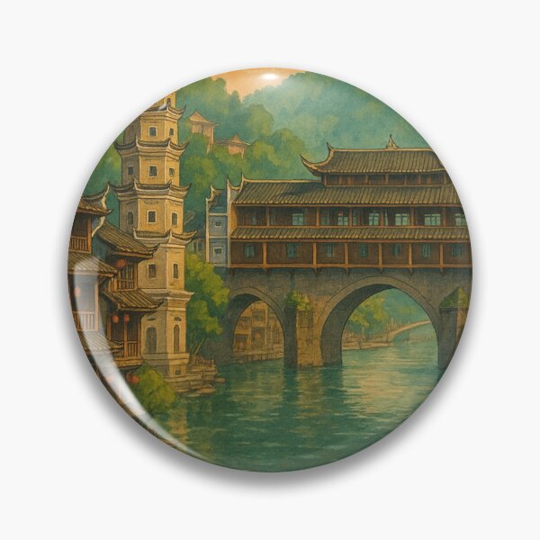 Item preview, Fenghuang Ancient Town with Covered Bridge and Pagoda designed and sold by Aryabek.