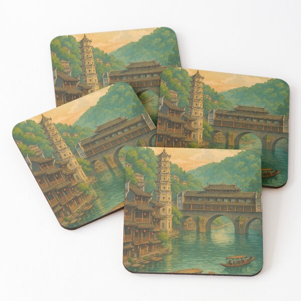 Item preview, Fenghuang Ancient Town with Covered Bridge and Pagoda designed and sold by Aryabek.
