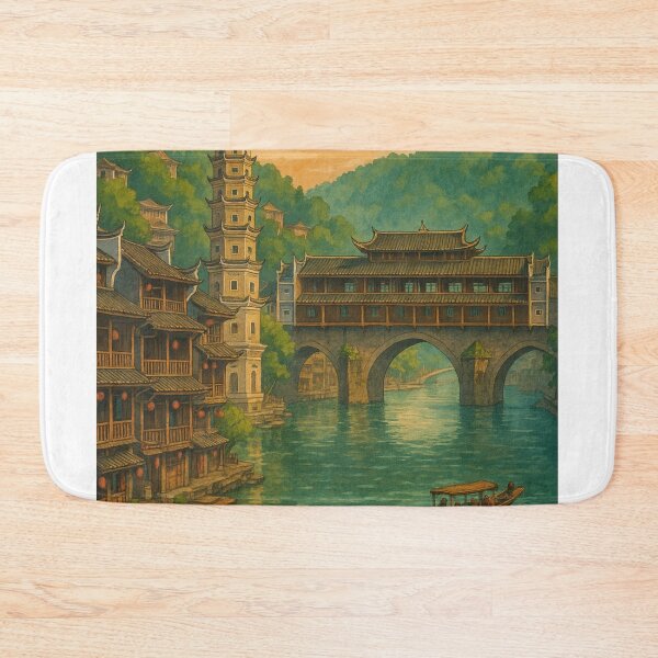 Item preview, Fenghuang Ancient Town with Covered Bridge and Pagoda designed and sold by Aryabek.