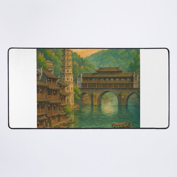 Item preview, Fenghuang Ancient Town with Covered Bridge and Pagoda designed and sold by Aryabek.