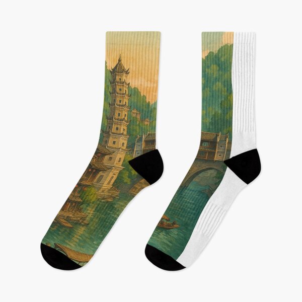 Item preview, Fenghuang Ancient Town with Covered Bridge and Pagoda designed and sold by Aryabek.