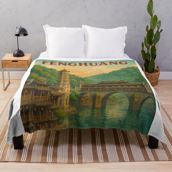 Item preview, Fenghuang Ancient Town with Covered Bridge and Pagoda designed and sold by Aryabek.