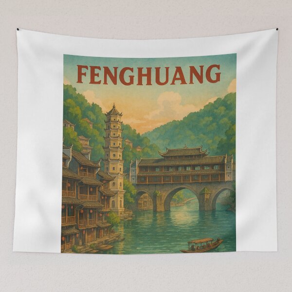 Item preview, Fenghuang Ancient Town with Covered Bridge and Pagoda designed and sold by Aryabek.