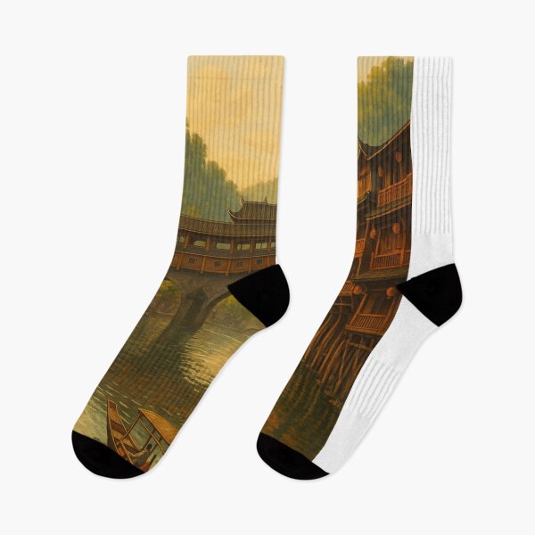 Item preview, Fenghuang China with Boats and Ming-Style Riverfront designed and sold by Aryabek.