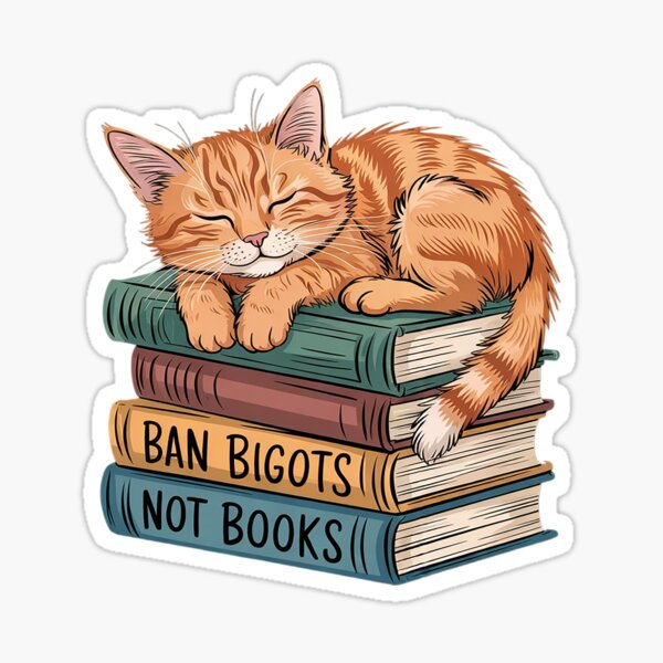 Aperçu de l'œuvre Interdire les bigots, pas les livres, chaton endormi, aquarelle créée et vendue par BoriZ999.