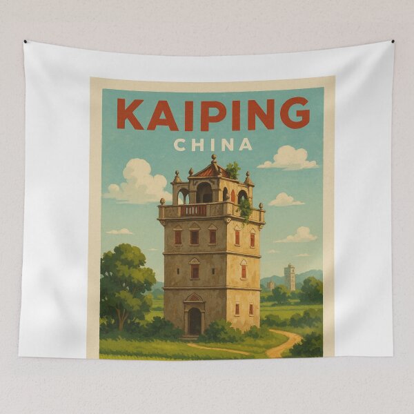 Item preview, Kaiping China with Historic Diaolou and Rural Landscape designed and sold by Aryabek.