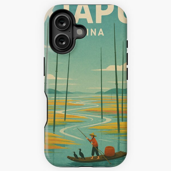 Item preview, Xiapu China with Tidal Flats and Fisherman on River designed and sold by Aryabek.