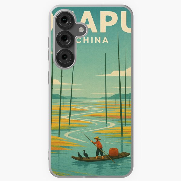 Item preview, Xiapu China with Tidal Flats and Fisherman on River designed and sold by Aryabek.