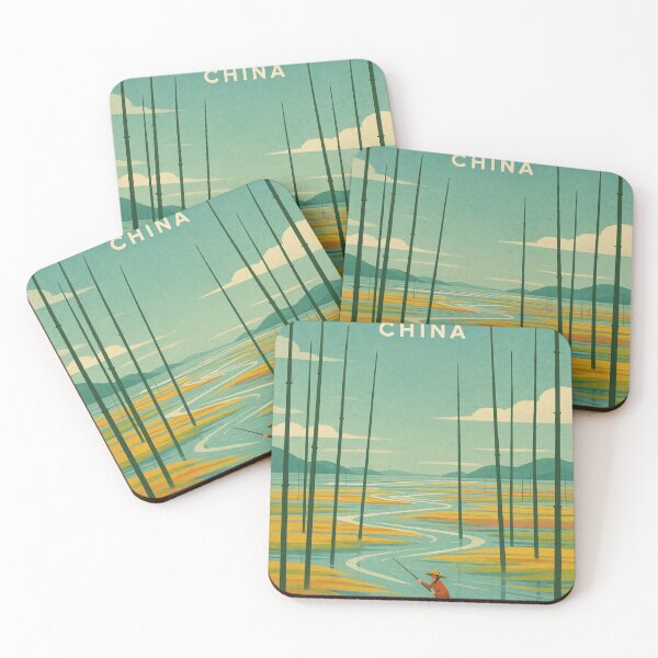 Item preview, Xiapu China with Tidal Flats and Fisherman on River designed and sold by Aryabek.