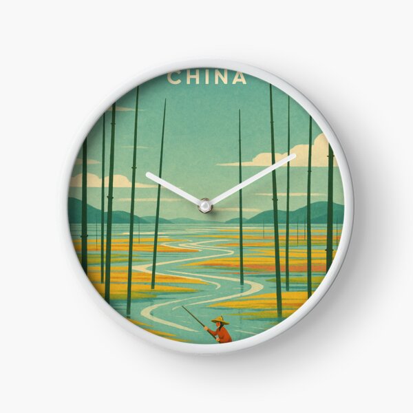 Item preview, Xiapu China with Tidal Flats and Fisherman on River designed and sold by Aryabek.