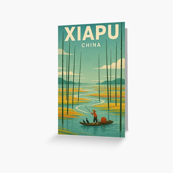 Item preview, Xiapu China with Tidal Flats and Fisherman on River designed and sold by Aryabek.