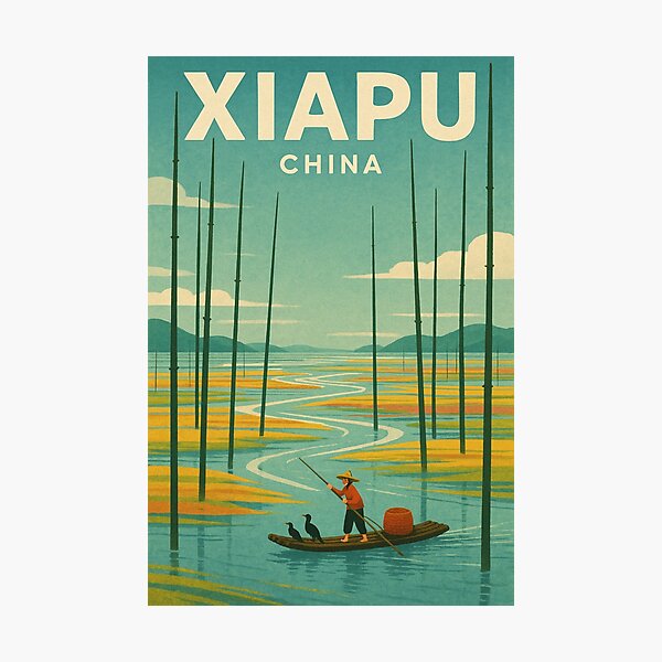 Item preview, Xiapu China with Tidal Flats and Fisherman on River designed and sold by Aryabek.