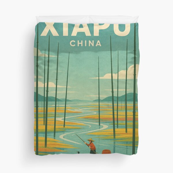 Item preview, Xiapu China with Tidal Flats and Fisherman on River designed and sold by Aryabek.