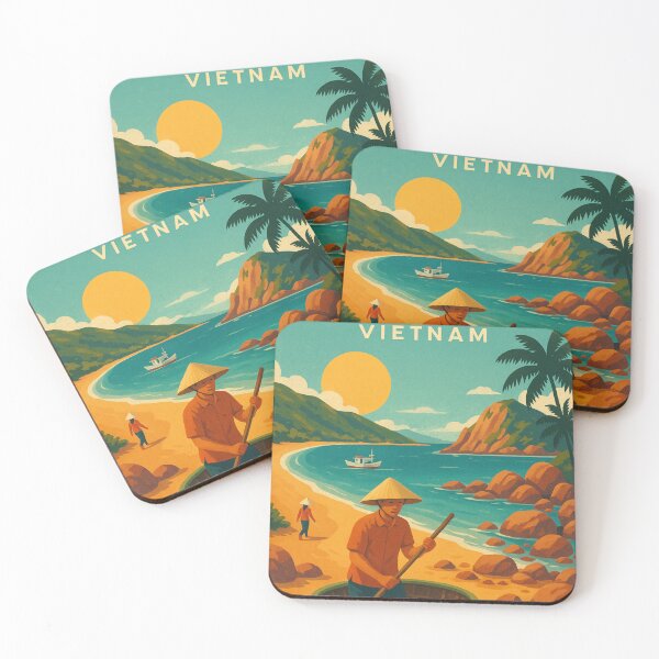 Item preview, Fisherman in Round Basket Boat at Quy Nhơn Beach, Vietnam designed and sold by Aryabek.