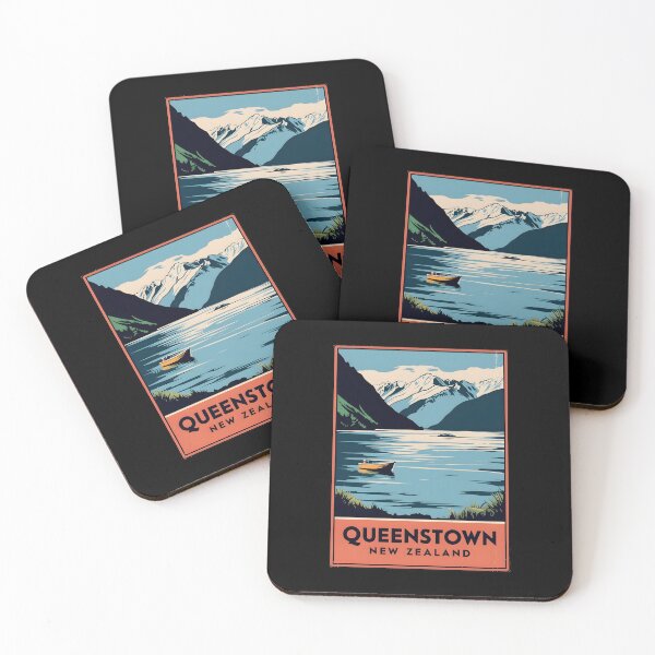 Item preview, A Vintage Travel Art of Queenstown - New Zealand  designed and sold by GoodOldVintage.