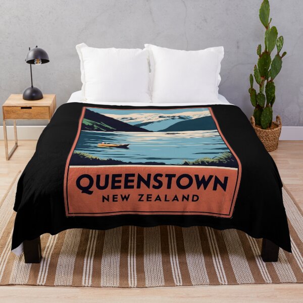 Item preview, A Vintage Travel Art of Queenstown - New Zealand  designed and sold by GoodOldVintage.